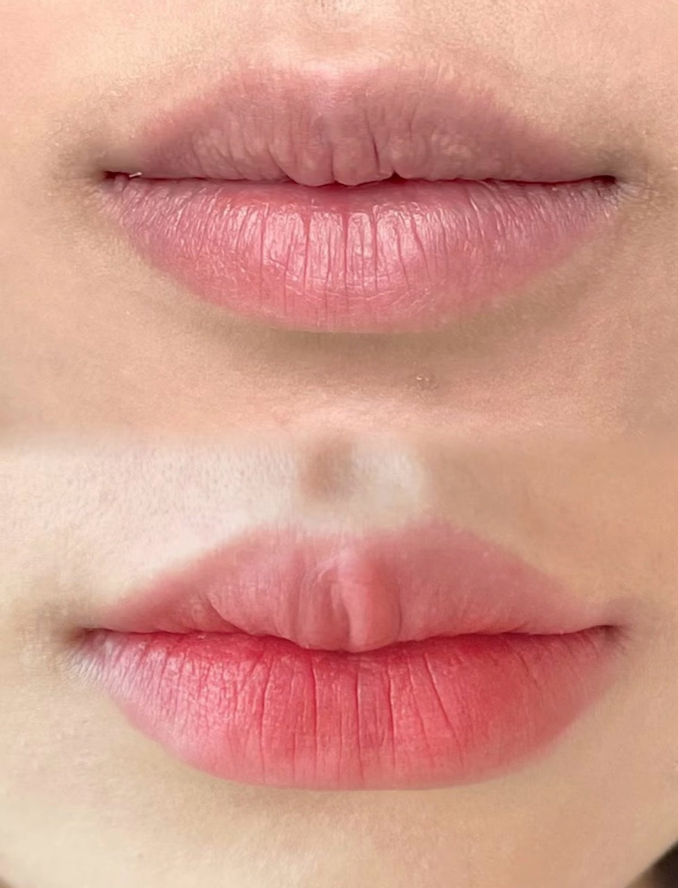 Lip Blush case 01: two close-up views of the same lips