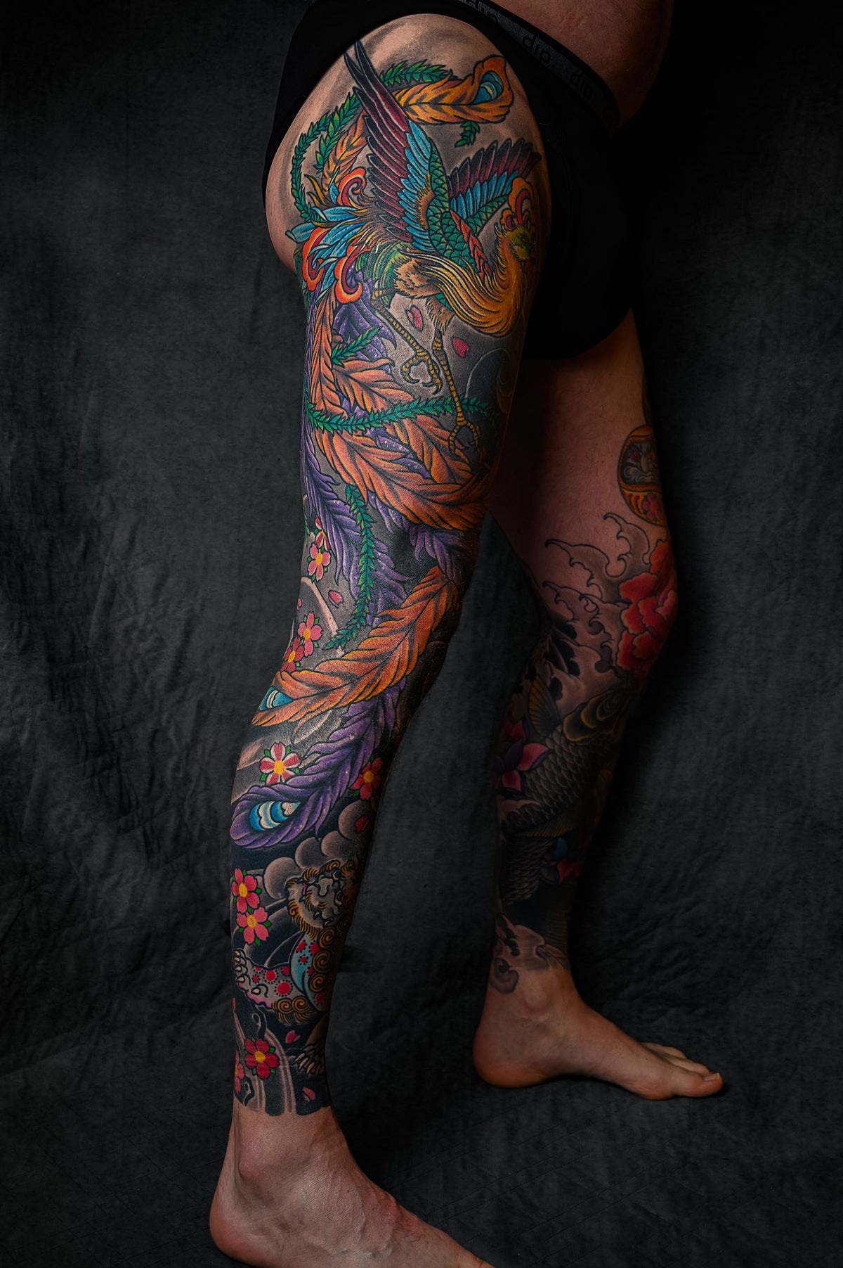 Vibrant colorful leg tattoo inspiration for a Los Angeles color tattoo guide