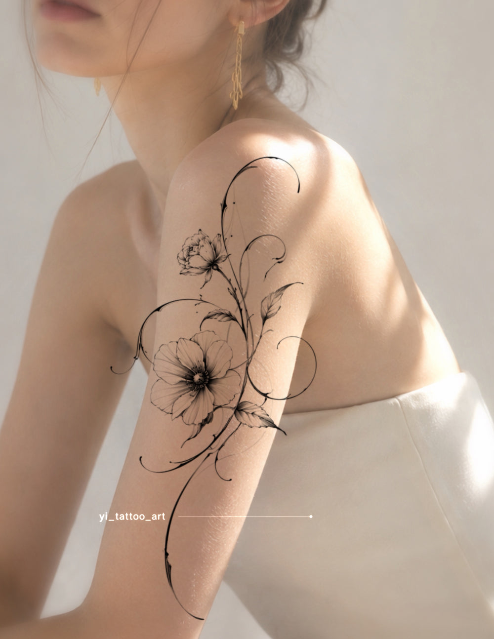 Yi flash tattoo design 79802, 6-10 inches