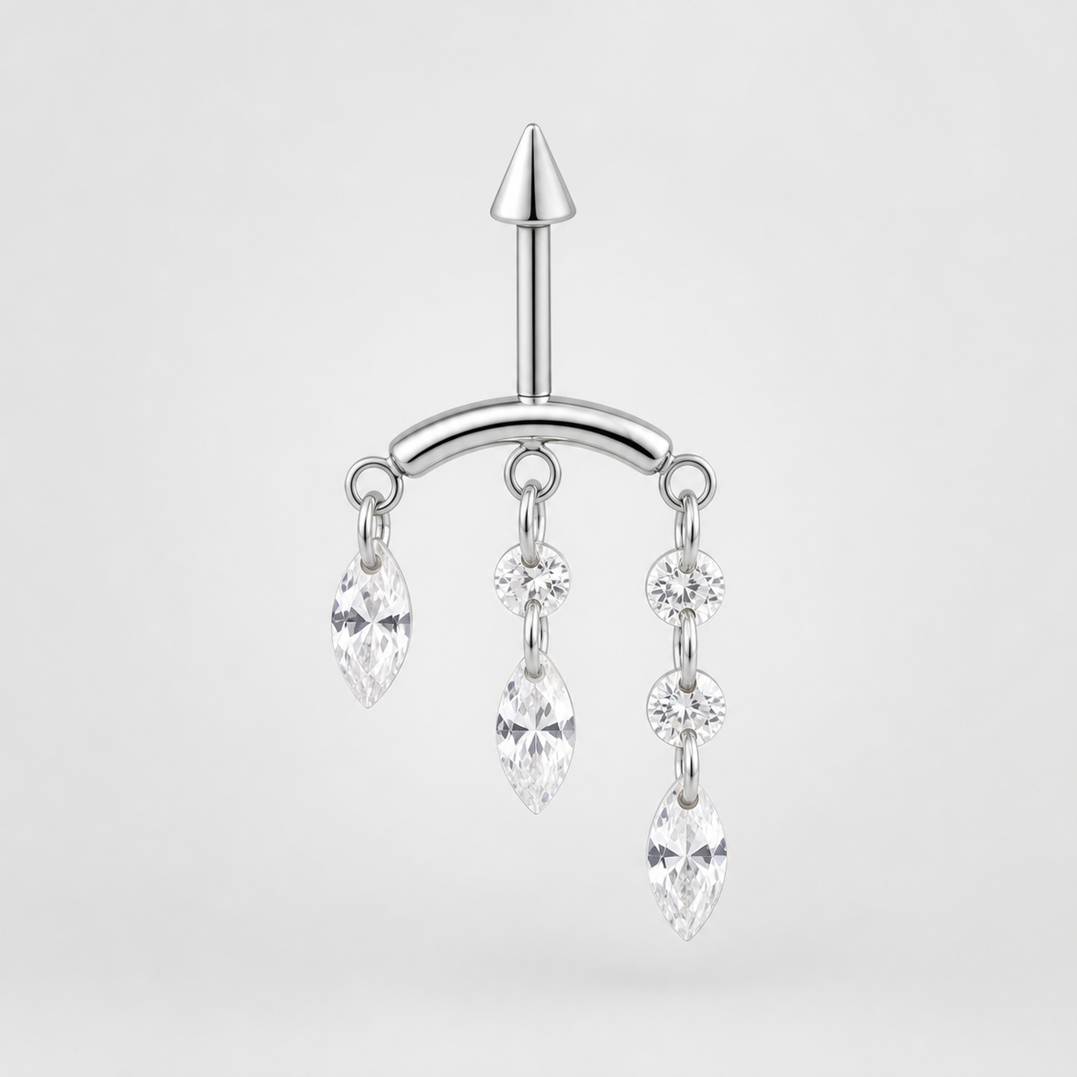 Clear CZ ASTM F136 Titanium Cartilage Jewelry - Silver, Internally Threaded, 16G, 1.2 x 6+8+4 mm — primary product image (P-CJ-0009-S01)