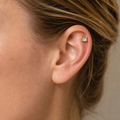 Clear CZ ASTM F136 Titanium Flat Back - Gold, Internally Threaded, 18G, 1.0 x 6+4 mm — wearing view four (P-FB-0053-G01)