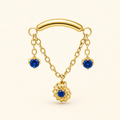 Navy Blue CZ ASTM F136 Titanium Flat Back - Gold, Internally Threaded, 18G, 1.0 x 6+4 mm — primary product image (P-FB-0057-G01)