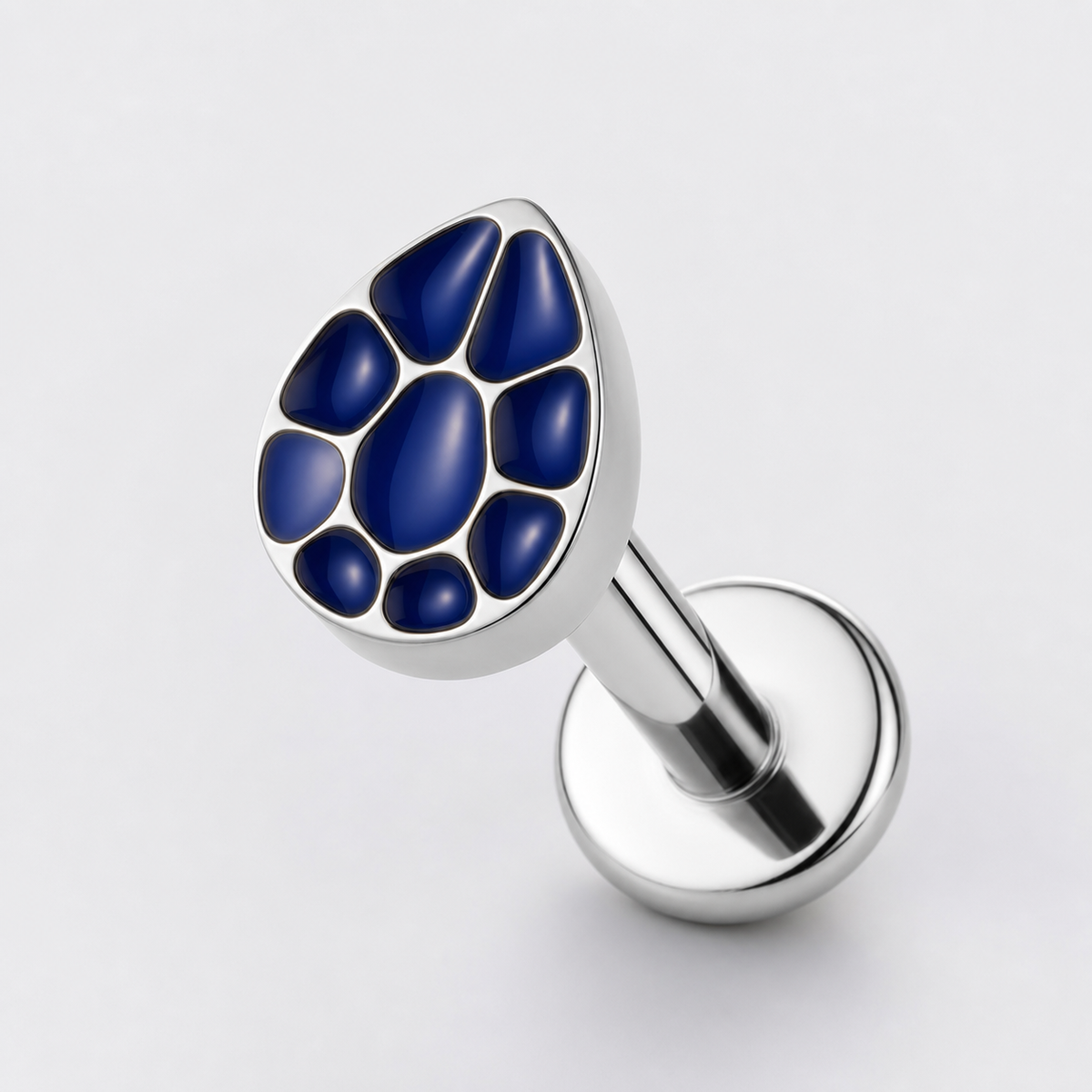 ASTM F136 Titanium Flat Back - Silver, Threadless, 16G, 1.2 x 6+4 mm — primary product image (P-FB-0060-S01)