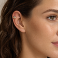 Green+Pink+CLCZ ASTM F136 Titanium Flat Back - Gold, Threadless, 18G, 1.0 x 6+4 mm — wearing view four (P-FB-0063-G01)