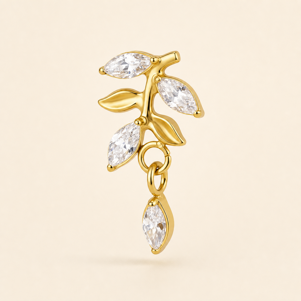 Clear CZ ASTM F136 Titanium Flat Back - Gold, Threadless, 18G, 1.0 x 6+4 mm — primary product image (P-FB-0069-G01)