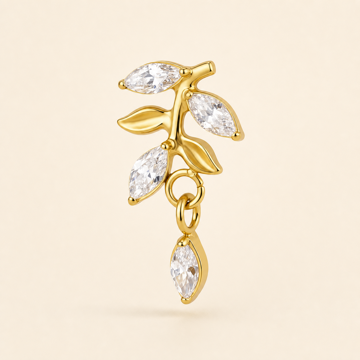 Clear CZ ASTM F136 Titanium Flat Back - Gold, Threadless, 18G, 1.0 x 6+4 mm — primary product image (P-FB-0069-G01)