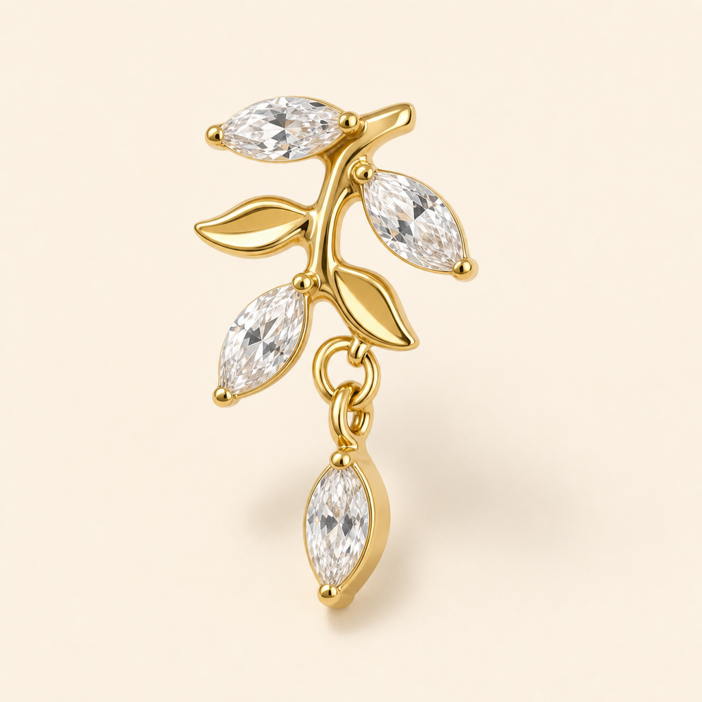 Clear CZ ASTM F136 Titanium Flat Back - Gold, Threadless, 18G, 1.0 x 6+4 mm — product detail views (P-FB-0069-G01)