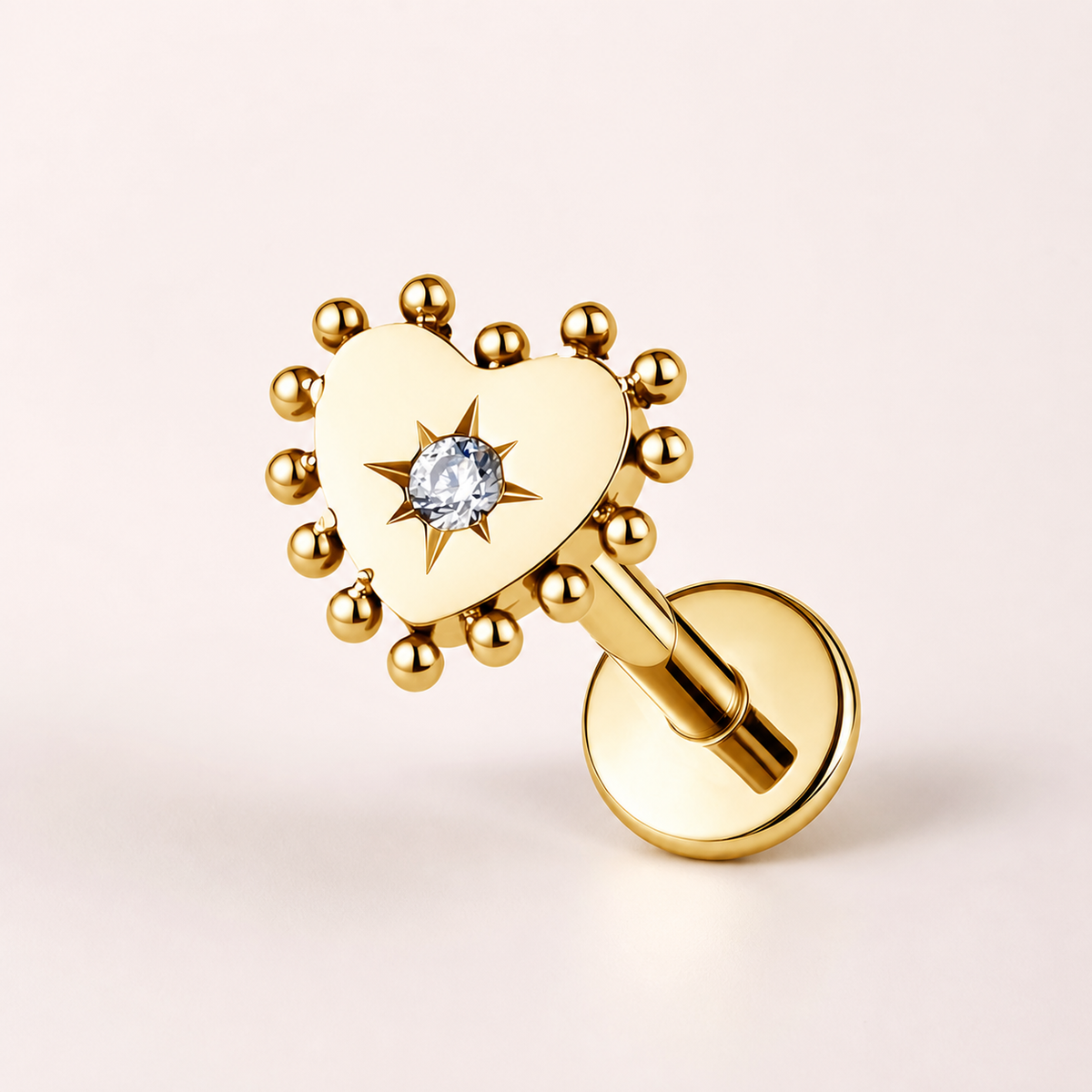 Clear CZ ASTM F136 Titanium Flat Back - Gold, Threadless, 18G, 1.0 x 6+4 mm — primary product image (P-FB-0071-G01)