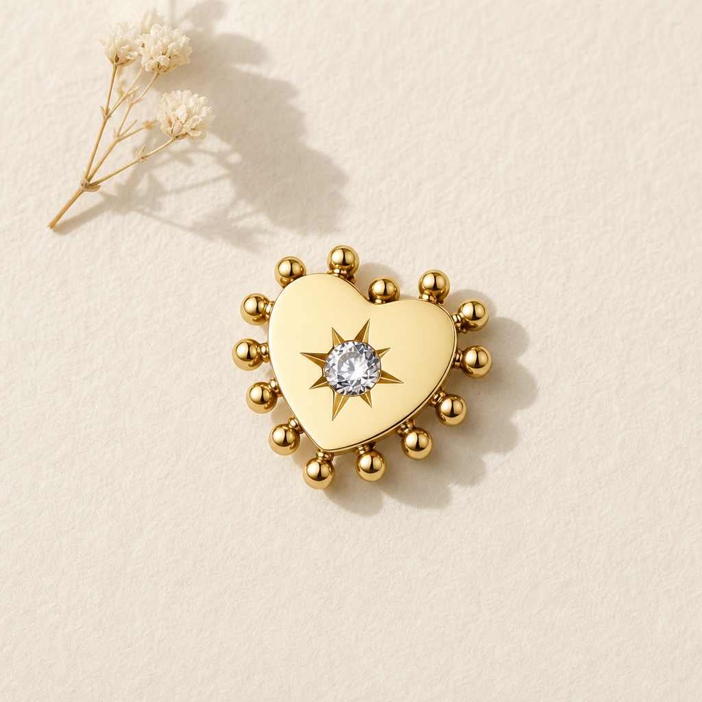 Clear CZ ASTM F136 Titanium Flat Back - Gold, Threadless, 18G, 1.0 x 6+4 mm — styled flat lay (P-FB-0071-G01)