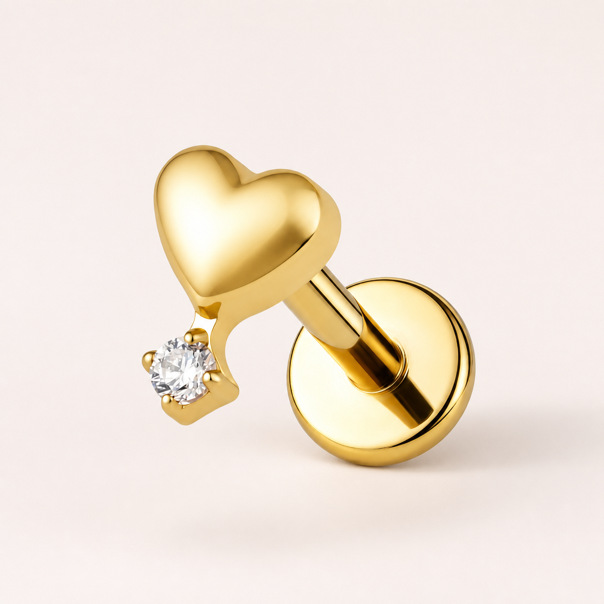 Clear CZ ASTM F136 Titanium Flat Back - Gold, Threadless, 18G, 1.0 x 6+4 mm — primary product image (P-FB-0073-G01)