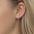 Clear CZ ASTM F136 Titanium Flat Back - Silver, Threadless, 18G, 1.0 x 6+4 mm — wearing view four (P-FB-0074-S01)