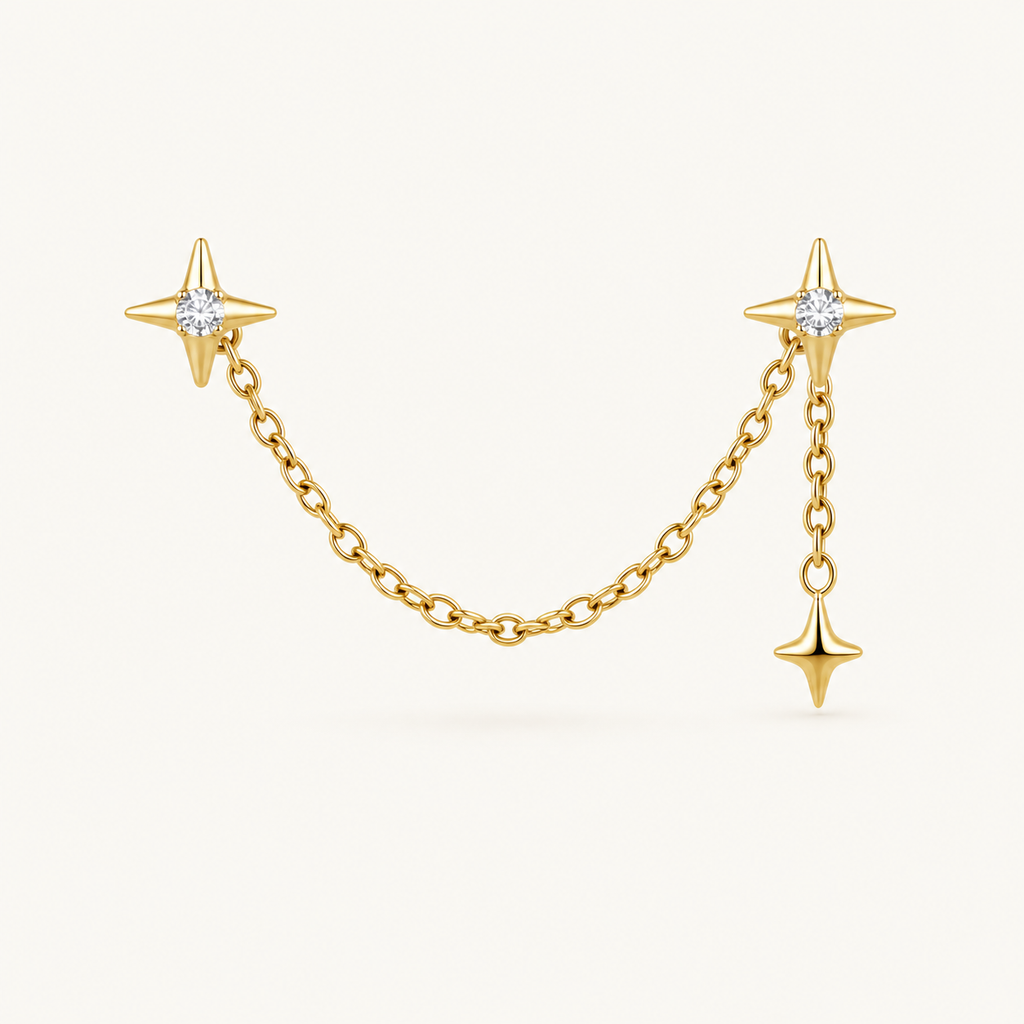 Clear CZ ASTM F136 Titanium Flat Back - Gold, Threadless, 18G, 1.0 x 6+4 mm — primary product image (P-FB-0075-G01)