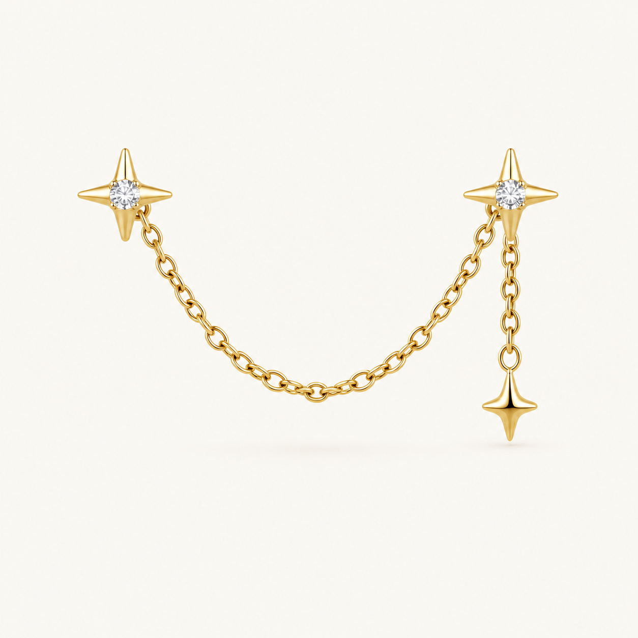 Clear CZ ASTM F136 Titanium Flat Back - Gold, Threadless, 18G, 1.0 x 6+4 mm — primary product image (P-FB-0075-G01)