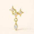 Clear CZ ASTM F136 Titanium Flat Back - Gold, Internally Threaded, 16G, 1.2 x 8+4 mm — primary product image (P-FB-0079-G01)