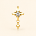 Clear CZ ASTM F136 Titanium Flat Back - Gold, Internally Threaded, 16G, 1.2 x 8+4 mm — primary product image (P-FB-0081-G01)