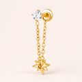 Clear CZ ASTM F136 Titanium Flat Back - Gold, Internally Threaded, 16G, 1.2 x 8+4 mm — primary product image (P-FB-0083-G01)