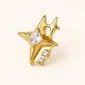 Clear CZ ASTM F136 Titanium Flat Back - Gold, Threadless, 18G, 1.0 x 6+4 mm — primary product image (P-FB-0085-G01)