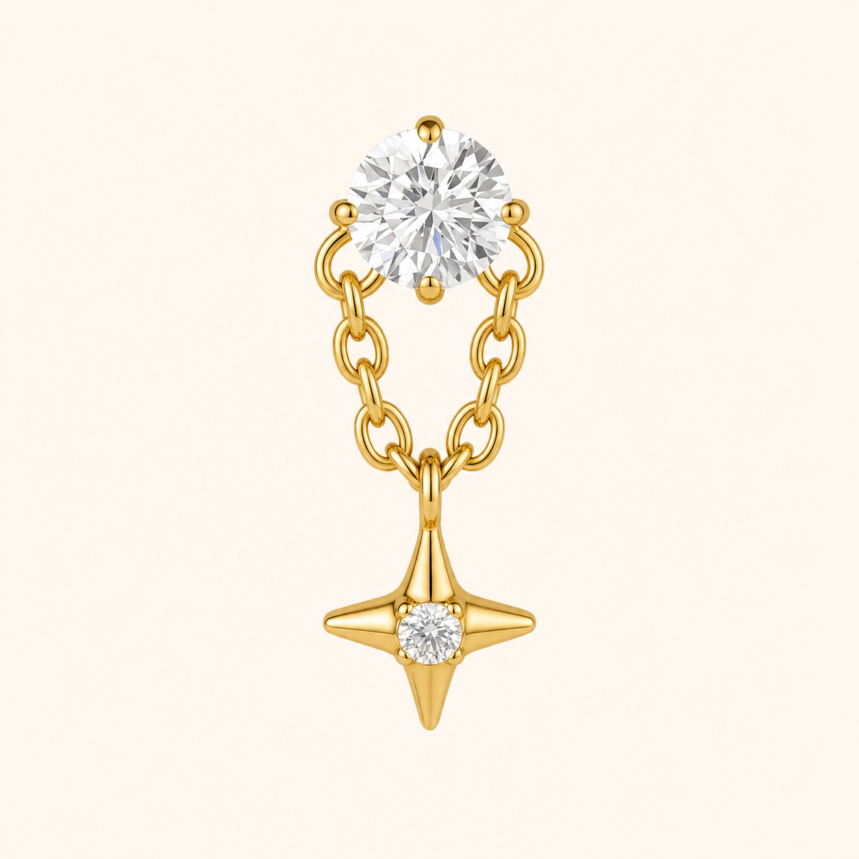 Clear CZ ASTM F136 Titanium Flat Back - Gold, Internally Threaded, 16G, 1.2 x 8+4 mm — primary product image (P-FB-0087-G01)
