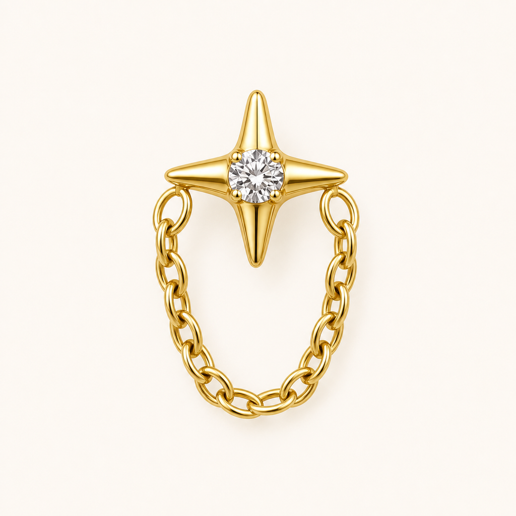 Clear CZ ASTM F136 Titanium Flat Back - Gold, Internally Threaded, 16G, 1.2 x 8+4 mm — primary product image (P-FB-0091-G01)