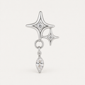 Clear CZ ASTM F136 Titanium Flat Back - Silver, Threadless, 16G, 1.2 x 6+4 mm — primary product image (P-FB-0093-S01)