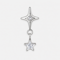 Clear CZ ASTM F136 Titanium Flat Back - Silver, Threadless, 16G, 1.2 x 6+4 mm — primary product image (P-FB-0095-S01)
