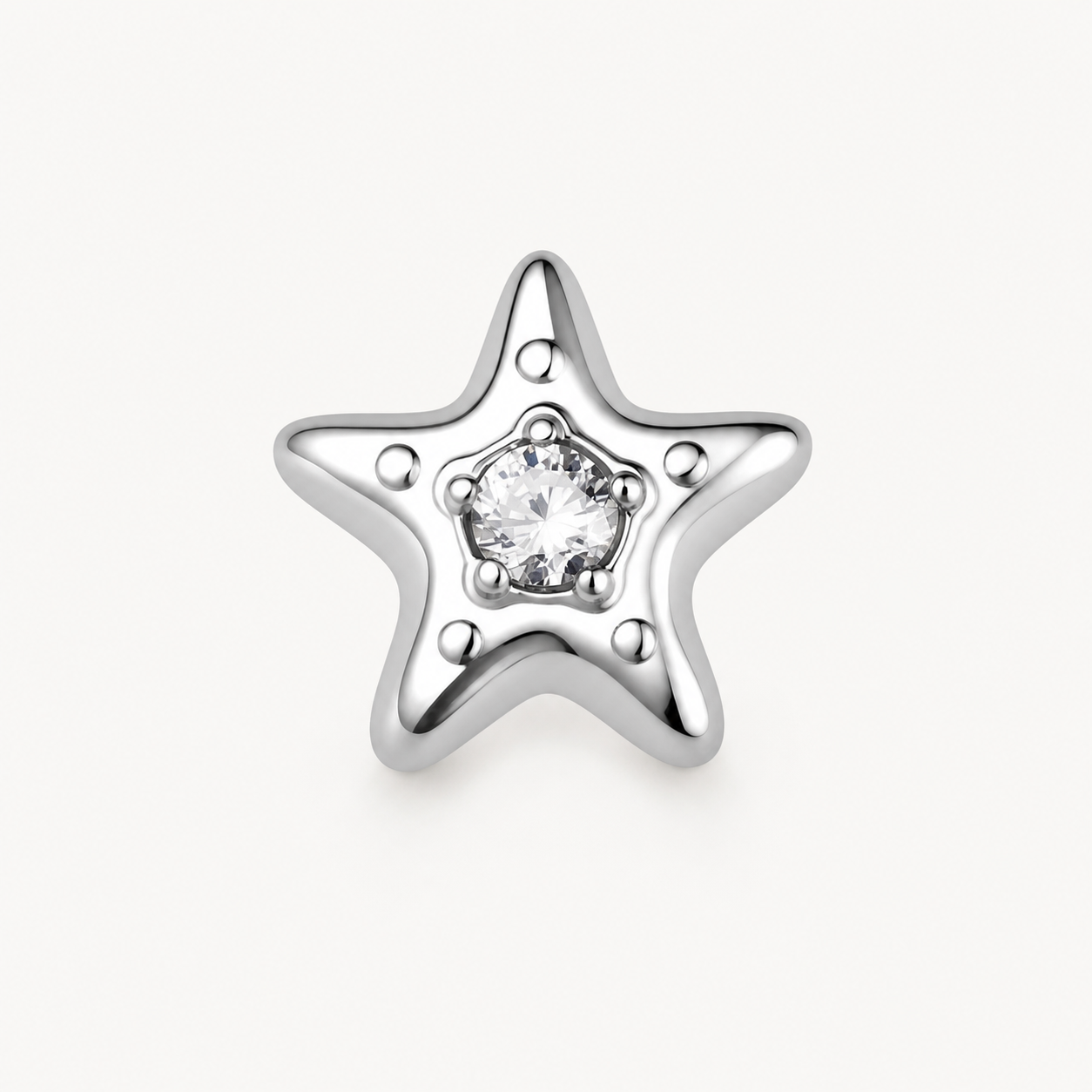 Clear CZ ASTM F136 Titanium Flat Back - Silver, Internally Threaded, 18G, 1.0 x 6+4 mm — primary product image (P-FB-0099-S01)