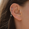 Clear CZ ASTM F136 Titanium Flat Back - Silver, Threadless, 16G, 1.2 x 6+4 mm — wearing view four (P-FB-0100-S01)