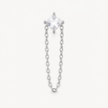 Clear CZ ASTM F136 Titanium Flat Back - Silver, Threadless, 18G, 1.0 x 6+4 mm — primary product image (P-FB-0101-S01)