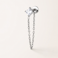 Clear CZ ASTM F136 Titanium Flat Back - Silver, Threadless, 18G, 1.0 x 6+4 mm — primary product image (P-FB-0101-S01)