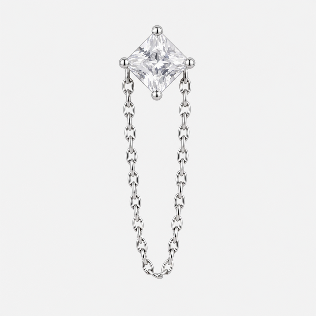 Clear CZ ASTM F136 Titanium Flat Back - Silver, Threadless, 18G, 1.0 x 6+4 mm — product detail views (P-FB-0101-S01)