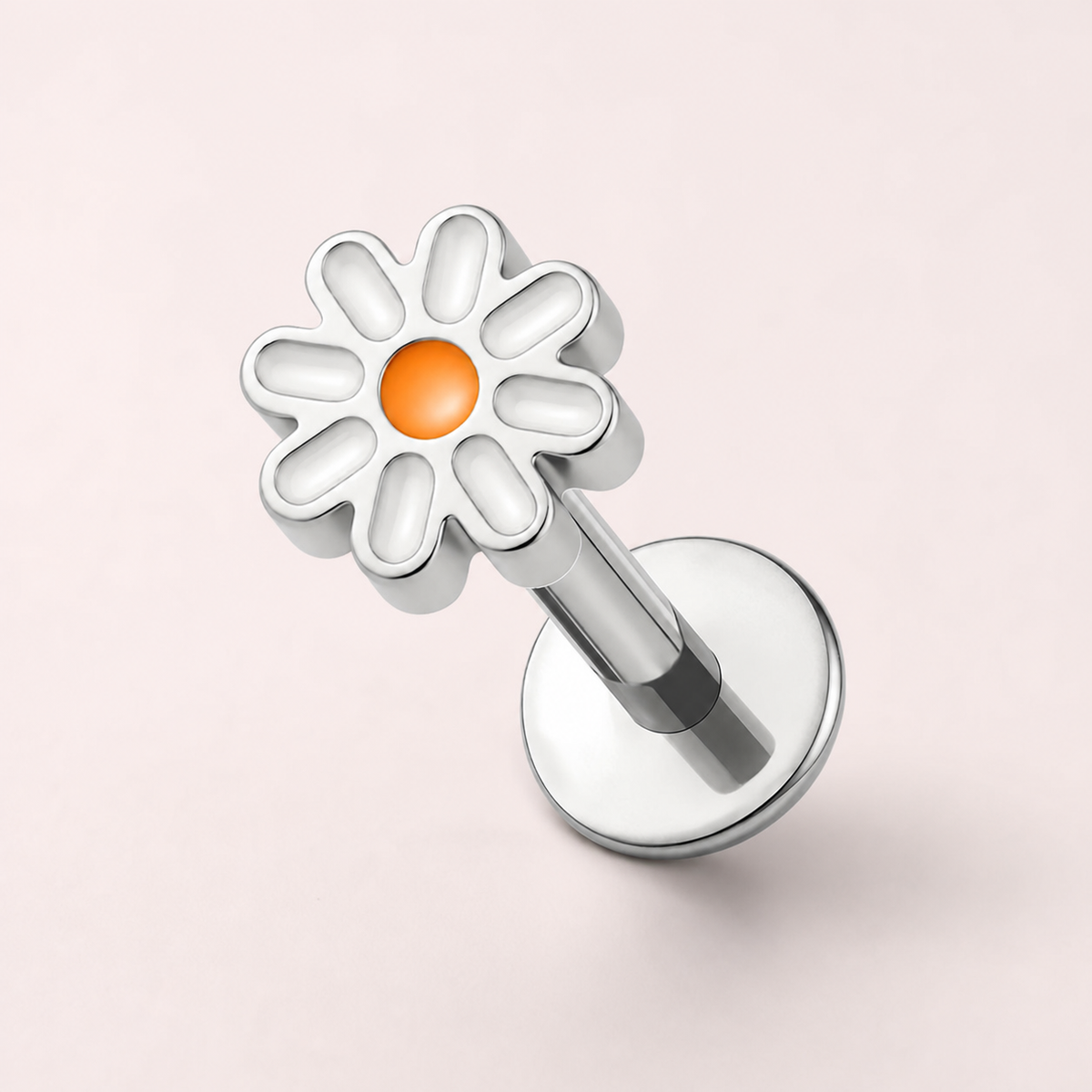 ASTM F136 Titanium Flat Back - Silver, Threadless, 20G, 0.8 x 6+4.3+4 mm — primary product image (P-FB-0102-S01)