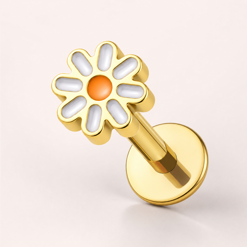 ASTM F136 Titanium Flat Back - Gold, Threadless, 20G, 0.8 x 6+4.3+4 mm — primary product image (P-FB-0103-G01)