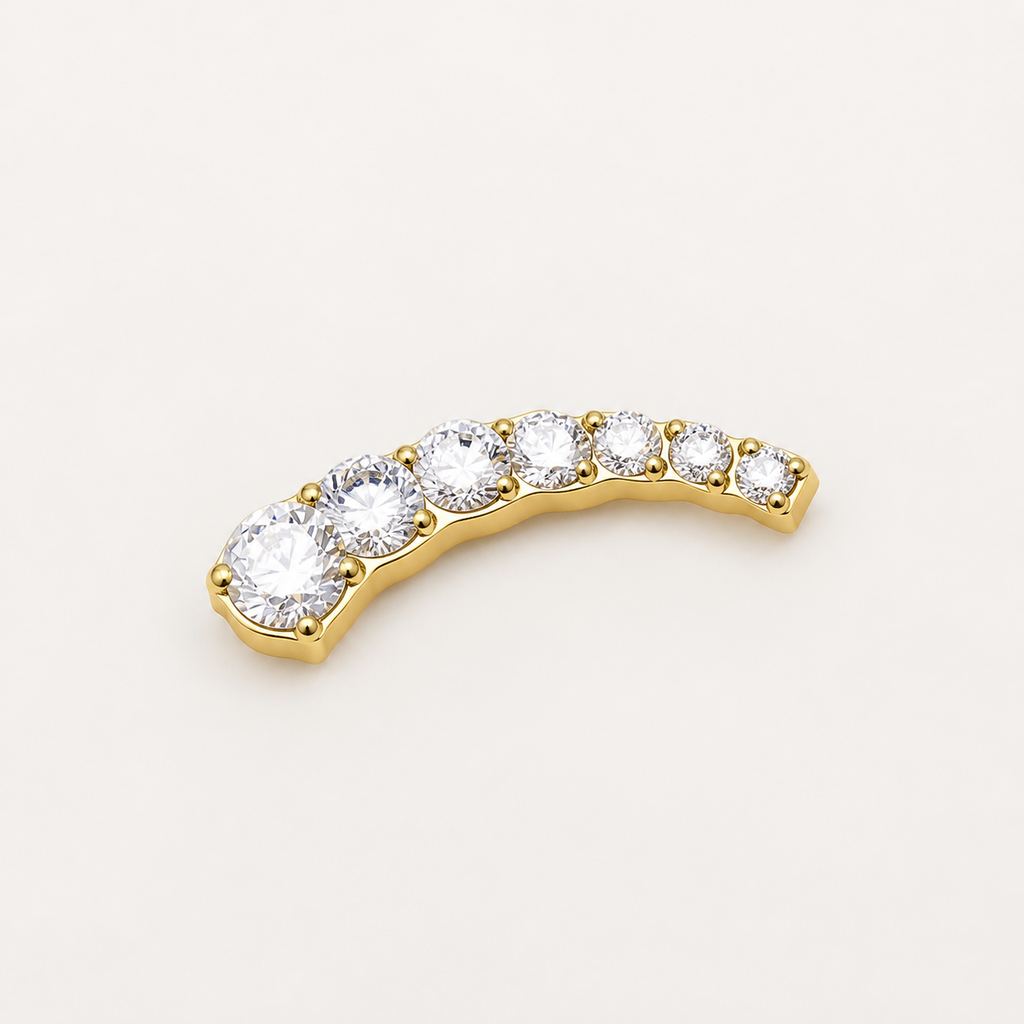 Clear CZ ASTM F136 Titanium Flat Back - Gold, Threadless, 16G, 1.2 x 6+4 mm — primary product image (P-FB-0104-G01)