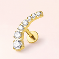 Clear CZ ASTM F136 Titanium Flat Back - Gold, Threadless, 16G, 1.2 x 6+4 mm — primary product image (P-FB-0104-G01)