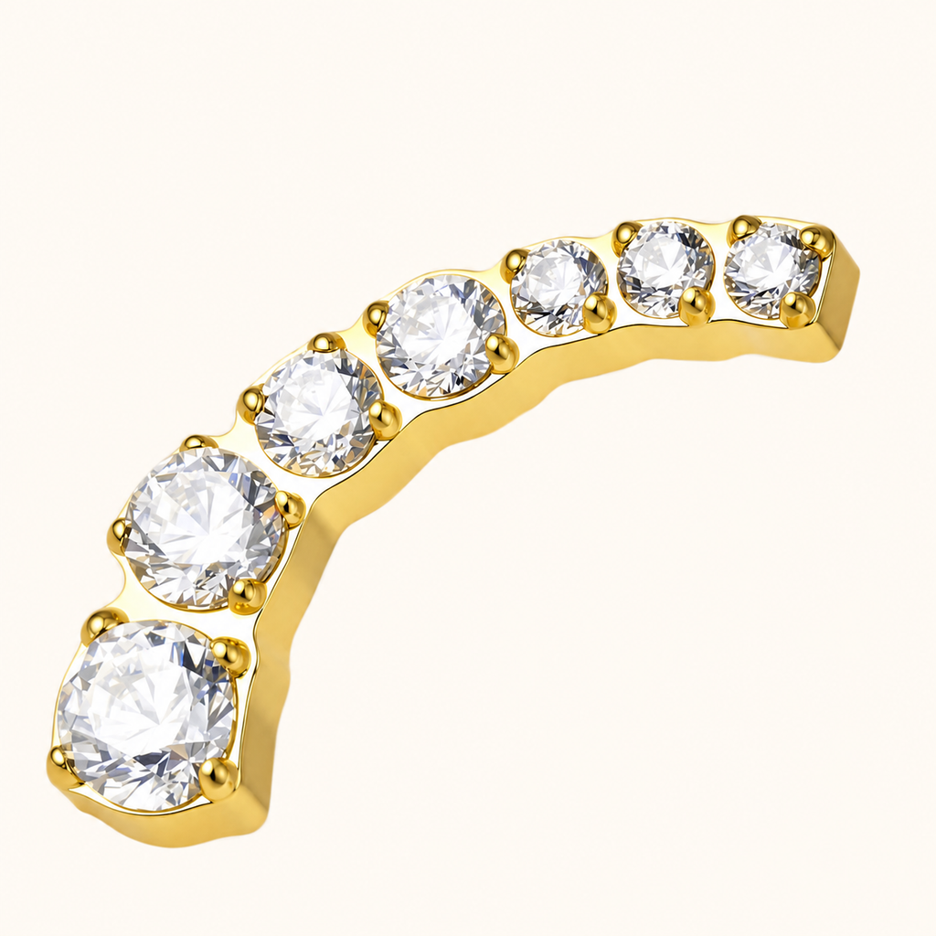 Clear CZ ASTM F136 Titanium Flat Back - Gold, Threadless, 16G, 1.2 x 6+4 mm — product detail views (P-FB-0104-G01)