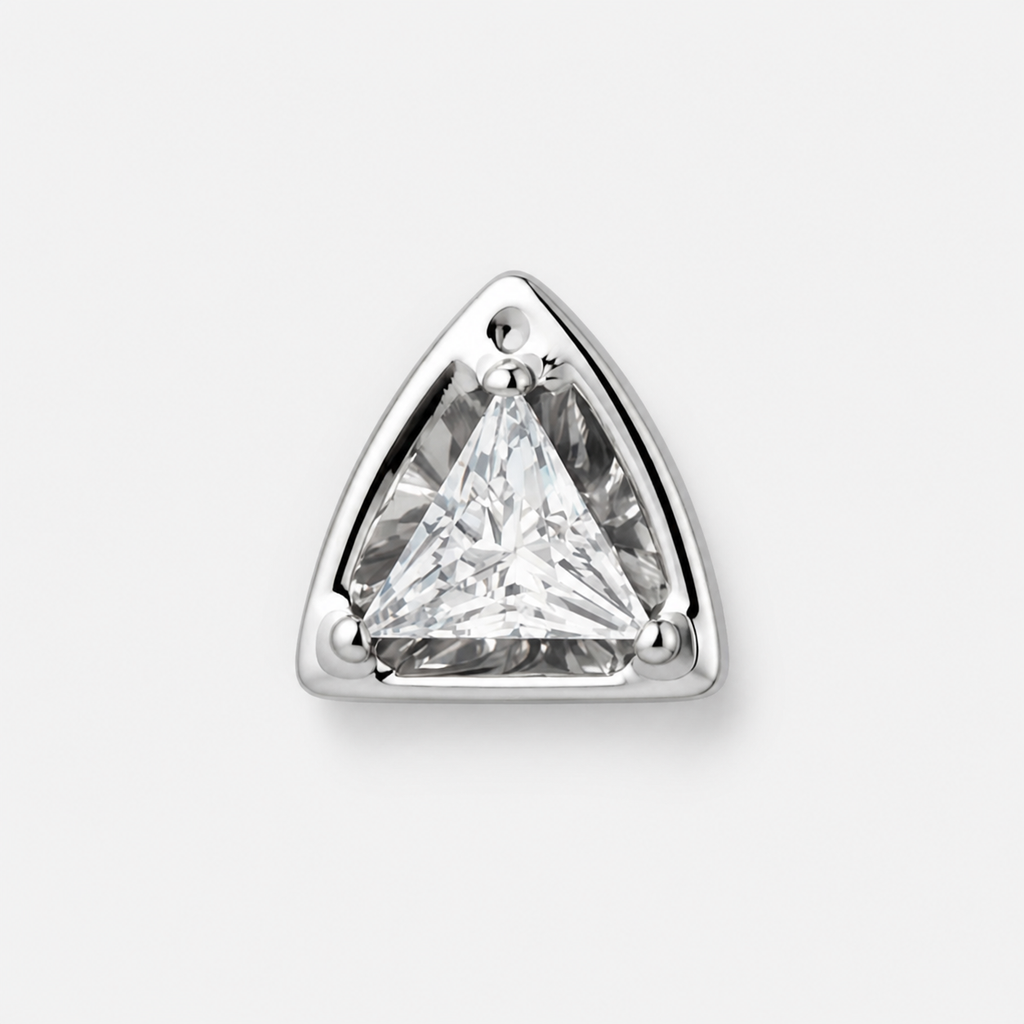 Clear CZ ASTM F136 Titanium Flat Back - Silver, Threadless, 16G, 1.2 x 8+4 mm — primary product image (P-FB-0105-S01)