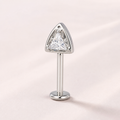 Clear CZ ASTM F136 Titanium Flat Back - Silver, Threadless, 16G, 1.2 x 8+4 mm — primary product image (P-FB-0105-S01)
