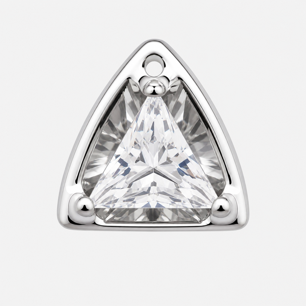 Clear CZ ASTM F136 Titanium Flat Back - Silver, Threadless, 16G, 1.2 x 8+4 mm — product detail views (P-FB-0105-S01)