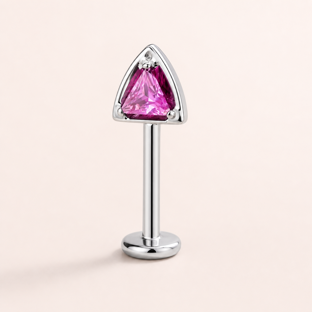 ROSE ASTM F136 Titanium Flat Back - Silver, Threadless, 16G, 1.2 x 8+4 mm — primary product image (P-FB-0107-S01)