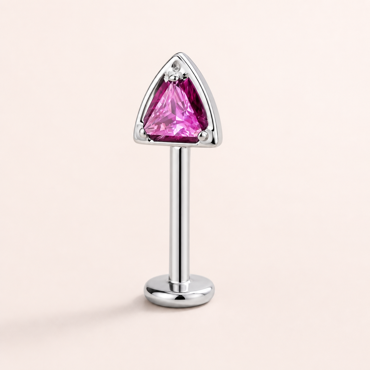 ROSE ASTM F136 Titanium Flat Back - Silver, Threadless, 16G, 1.2 x 8+4 mm — primary product image (P-FB-0107-S01)