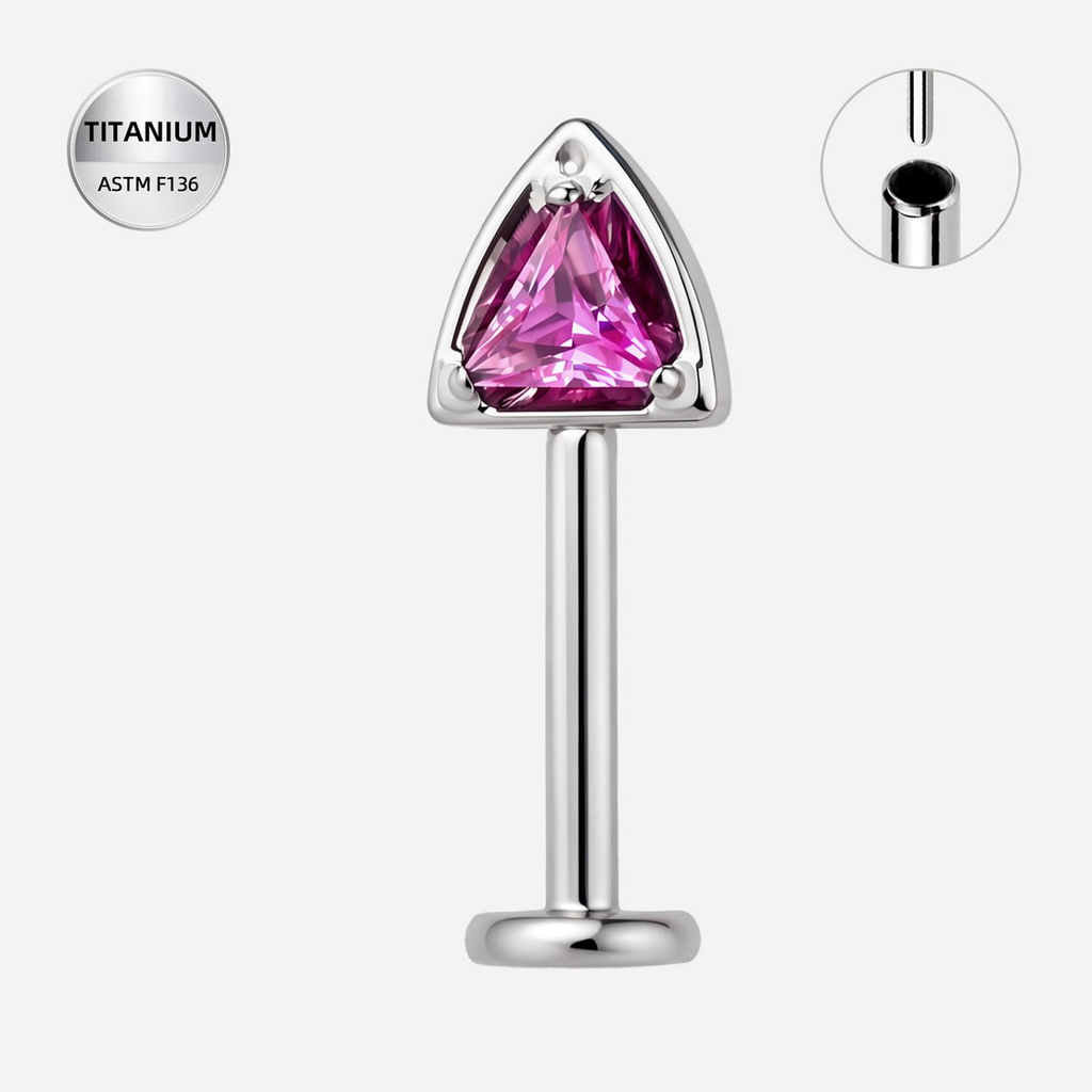 ROSE ASTM F136 Titanium Flat Back - Silver, Threadless, 16G, 1.2 x 8+4 mm — product detail views (P-FB-0107-S01)