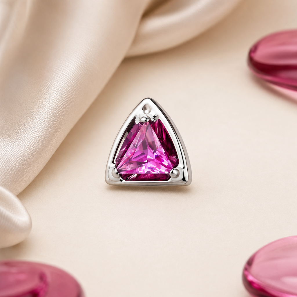 ROSE ASTM F136 Titanium Flat Back - Silver, Threadless, 16G, 1.2 x 8+4 mm — styled flat lay (P-FB-0107-S01)