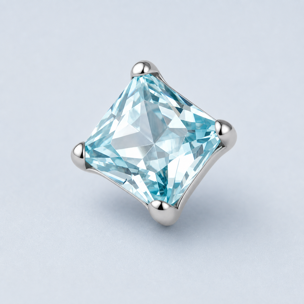 Light Blue ASTM F136 Titanium Flat Back - Silver, Threadless, 20G, 0.8 x 6+2.5+3 mm — product detail views (P-FB-0111-S01)