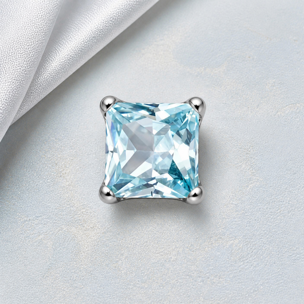 Light Blue ASTM F136 Titanium Flat Back - Silver, Threadless, 20G, 0.8 x 6+2.5+3 mm — styled flat lay (P-FB-0111-S01)