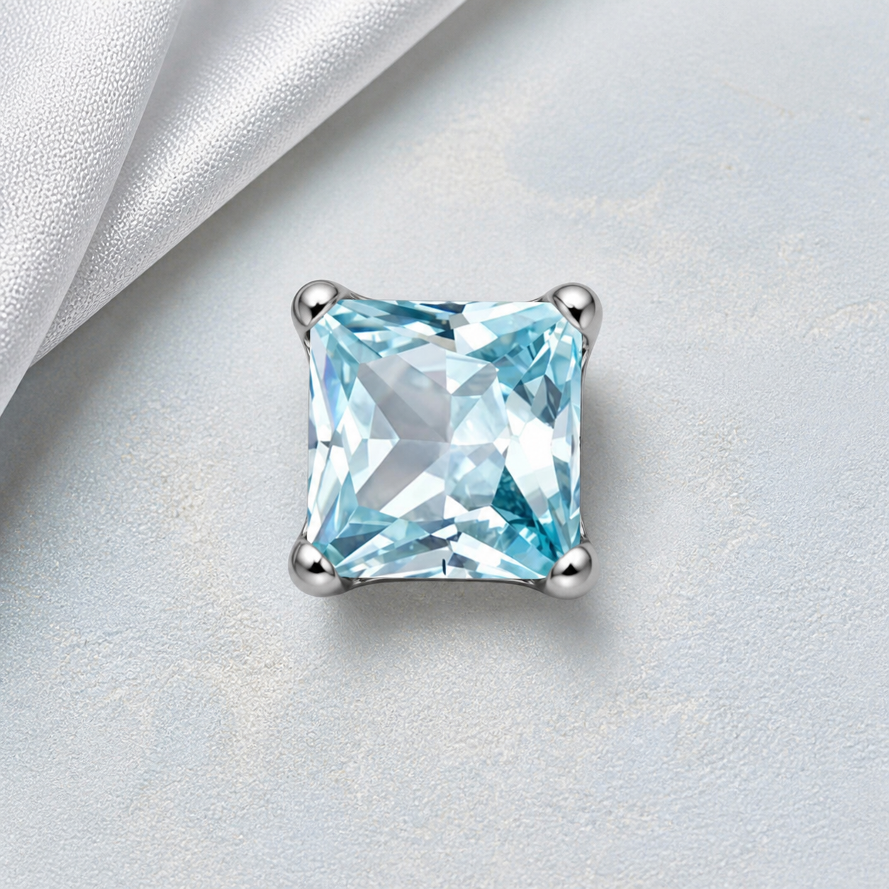 Light Blue ASTM F136 Titanium Flat Back - Silver, Threadless, 20G, 0.8 x 6+2.5+3 mm — styled flat lay (P-FB-0111-S01)