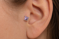 Light Purple ASTM F136 Titanium Flat Back - Silver, Threadless, 20G, 0.8 x 6+2.5+3 mm — wearing view four (P-FB-0112-S01)