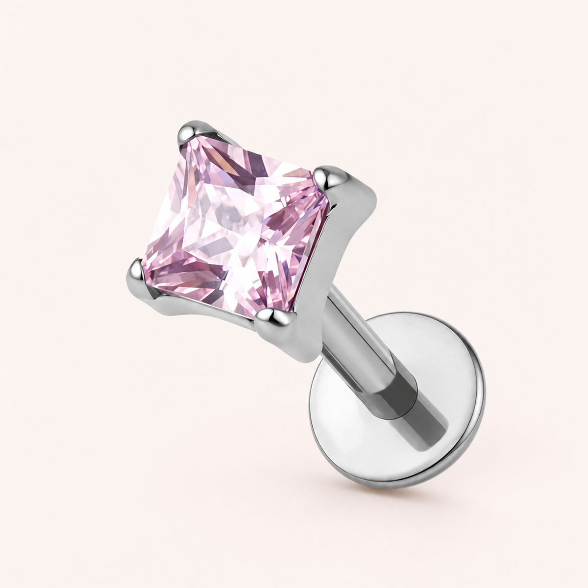 pink ASTM F136 Titanium Flat Back - Silver, Threadless, 20G, 0.8 x 6+2.5+3 mm — primary product image (P-FB-0113-S01)