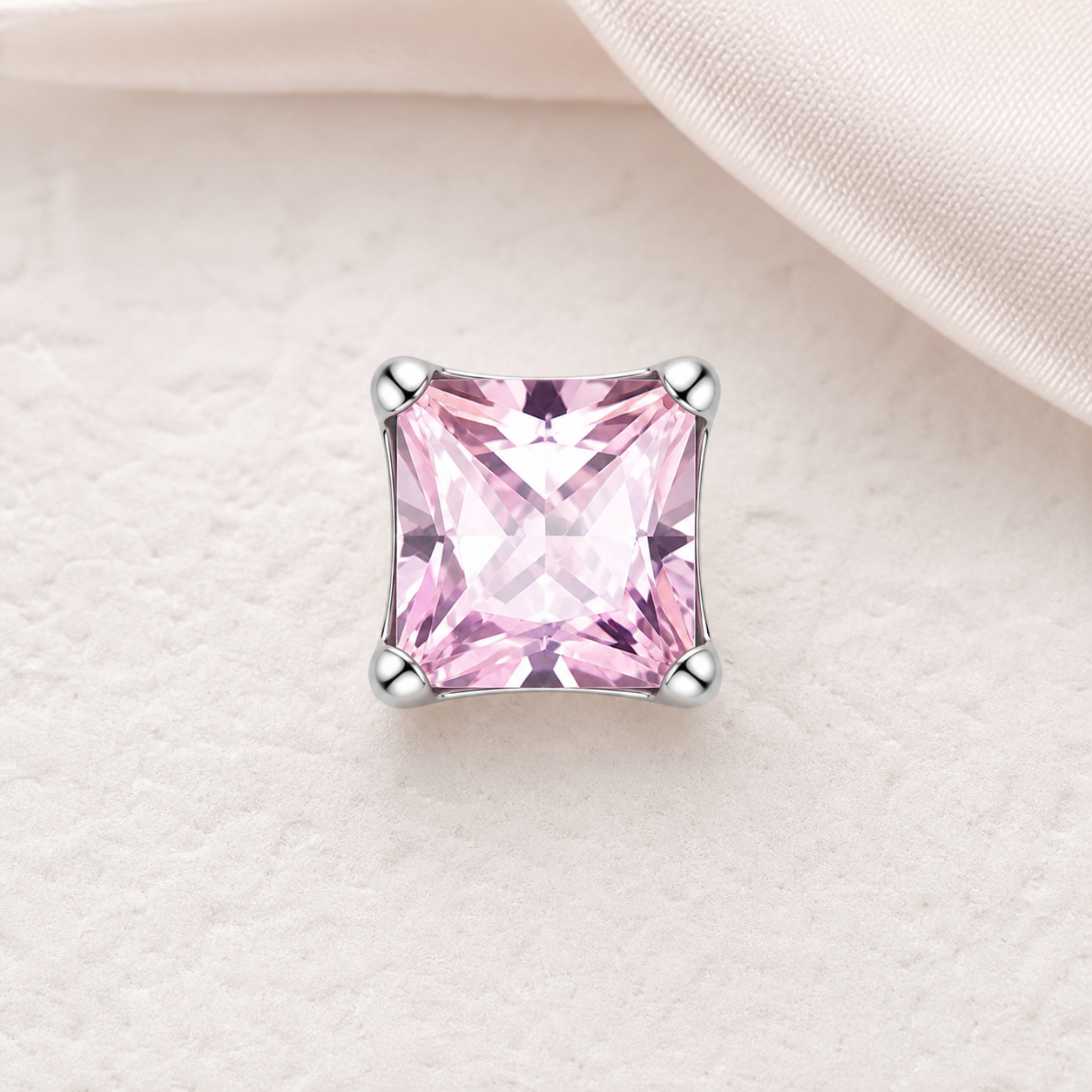 pink ASTM F136 Titanium Flat Back - Silver, Threadless, 20G, 0.8 x 6+2.5+3 mm — styled flat lay (P-FB-0113-S01)