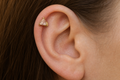 Champagne ASTM F136 Titanium Flat Back - Gold, Threadless, 20G, 0.8 x 6+2.5+3 mm — wearing view four (P-FB-0114-G01)