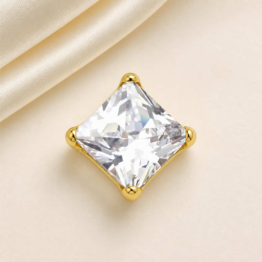 Clear CZ ASTM F136 Titanium Flat Back - Gold, Threadless, 20G, 0.8 x 6+2.5+3 mm — styled flat lay (P-FB-0115-G01)